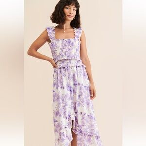 Especia Lavender Floral Elaine Midi Dress